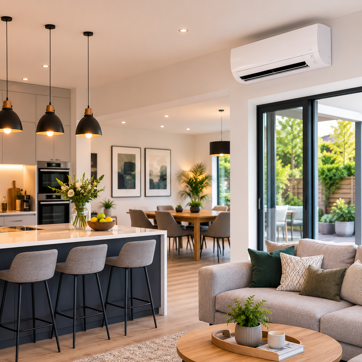 AC installation in a open: living space in a Fernbrook home